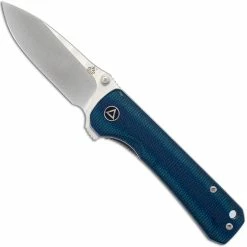 QSP Knives QSP Hawk Knife QS131-I - Two Tone Satin 14C28N Drop Point - Blue Micarta - Liner Lock Flipper Folder