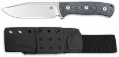QSP Knives QSP Bison Knife QS134-B - Satin D2 Clip Point Fixed Blade - Denim Jean Micarta - Kydex Sheath