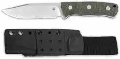 QSP Knives QSP Bison Knife QS134-C - Satin D2 Clip Point Fixed Blade - Green Micarta - Kydex Sheath