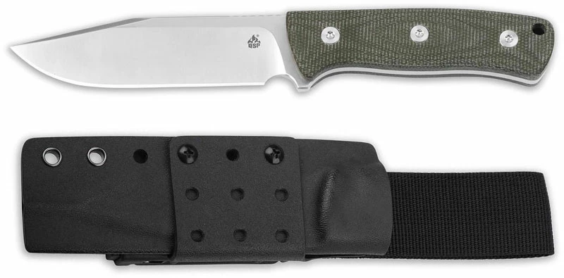 QSP Knives QSP Bison Knife QS134-C - Satin D2 Clip Point Fixed Blade - Green Micarta - Kydex Sheath 3 QSP Knives QSP Bison Knife QS134-C - Satin D2 Clip Point Fixed Blade - Green Micarta - Kydex Sheath