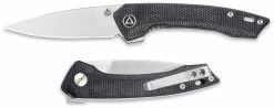 QSP Knives QSP Leopard Knife QS135-B - Satin 14C28N Drop Point - Black Micarta - Liner Lock Flipper Folder