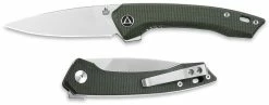 QSP Knives QSP Leopard Knife QS135-C - Satin 14C28N Drop Point - Green Micarta - Liner Lock Flipper Folder