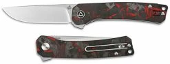 QSP Knives QSP Osprey Knife QS139-F1 - Satin 14C28N - Shredded Black And Red Carbon Fiber Overlay G10 - Liner Lock