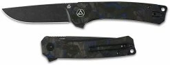 QSP Knives QSP Osprey Knife QS139-G2 - Black 14C28N - Shredded Black And Blue Carbon Fiber Overlay G10 - Liner Lock