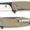 QSP Knives QSP Phoenix Knife QS108-A - Black / Satin D2 Reverse Tanto - Tan G10 - Liner Lock Flipper Folder -SMKW store QSP QS108A