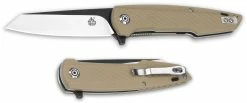 QSP Knives QSP Phoenix Knife QS108-A - Black / Satin D2 Reverse Tanto - Tan G10 - Liner Lock Flipper Folder