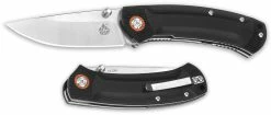 QSP Knives QSP Copperhead Knife QS109-A - Stonewash / Satin Sandvik Drop Point - Black G10 - Liner Lock Folder