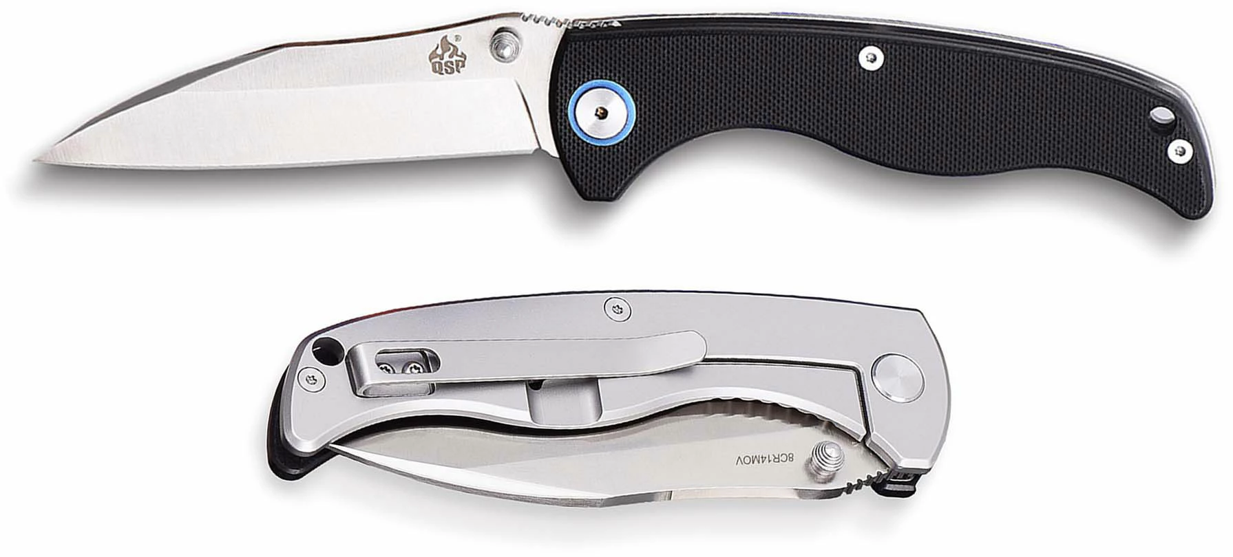 QSP Knives QSP Nokomis Knife QS110-A - Clay Mewes EDC - Stonewash / Satin Wharncliffe - Black G10 / SS - Frame Lock Folder 3 QSP Knives QSP Nokomis Knife QS110-A - Clay Mewes EDC - Stonewash / Satin Wharncliffe - Black G10 / SS - Frame Lock Folder