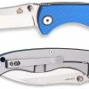 QSP Knives QSP Nokomis Knife QS110-B - Clay Mewes EDC - Stonewash / Satin Wharncliffe - Blue G10 / SS - Frame Lock Folder -SMKW store QSP QS110B