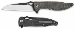 QSP Knives QSP Locust Knife QS117-B - Black / Satin VG-10 Wharncliffe - Black Micarta - Liner Lock Flipper Folder