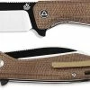QSP Knives QSP Pelican Knife QS118-A - Black / Satin S35VN Sheepfoot - Brown Micarta - Liner Lock Flipper Folder