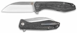 QSP Knives QSP Pelican Knife QS118-C - 2 Tone Satin S35VN Sheepfoot - Black Micarta - Liner Lock Flipper Folder