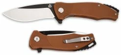 QSP Knives QSP Raven Knife QS122-A - Black / Satin D2 Drop Point - Burnt Orange G10 - Liner Lock Flipper Folder