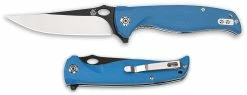 QSP Knives QSP Gavial Knife QS126-A - Black / Satin D2 Clip Point - Blue G10 - Liner Lock Flipper Folder