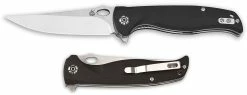 QSP Knives QSP Gavial Knife QS126-C - 2 Tone Satin D2 Clip Point - Black G10 - Liner Lock Flipper Folder