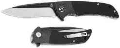 QSP Knives QSP Harpyie Knife QS129-A - Black / Satin S35VN Drop Point - Black G10 And Carbon Fiber - Liner Lock Flipper Folder