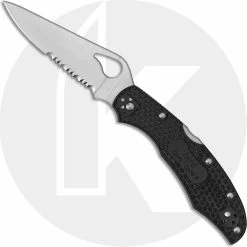 Byrd Knives Spyderco Byrd Harrier 2 Lightweight Knife BY01PSBK2 - Value Priced EDC - Part-Serrated - Black FRN - Lock Back Folder