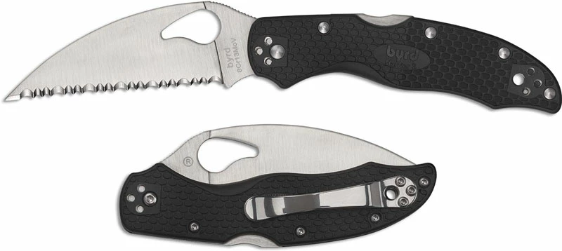 Byrd Knives Spyderco Byrd Harrier 2 Wharncliffe BY01SBKWC2 - Serrated - Black FRN 4 Byrd Knives Spyderco Byrd Harrier 2 Wharncliffe BY01SBKWC2 - Serrated - Black FRN - Image 2