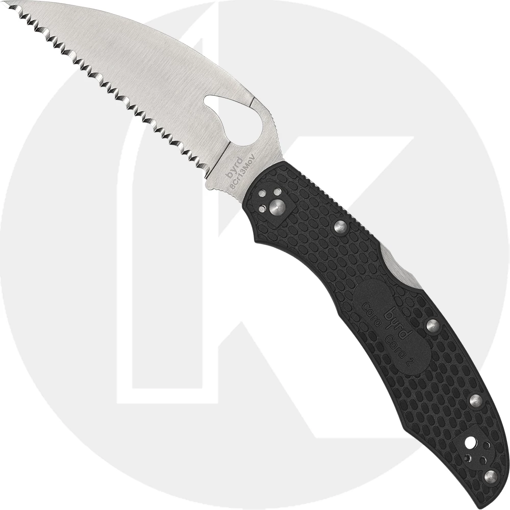 Byrd Knives Spyderco Byrd Cara Cara 2 Wharncliffe BY03SBKWC2 - Serrated - Black FRN 3 Byrd Knives Spyderco Byrd Cara Cara 2 Wharncliffe BY03SBKWC2 - Serrated - Black FRN