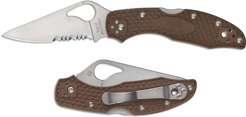 Byrd Knives Spyderco Byrd Meadowlark 2 BY04PSBN2 Knife Value Price EDC Part Serrated Lock Back Folder Brown FRN 6 Byrd Knives Spyderco Byrd Meadowlark 2 BY04PSBN2 Knife Value Price EDC Part Serrated Lock Back Folder Brown FRN - Image 4