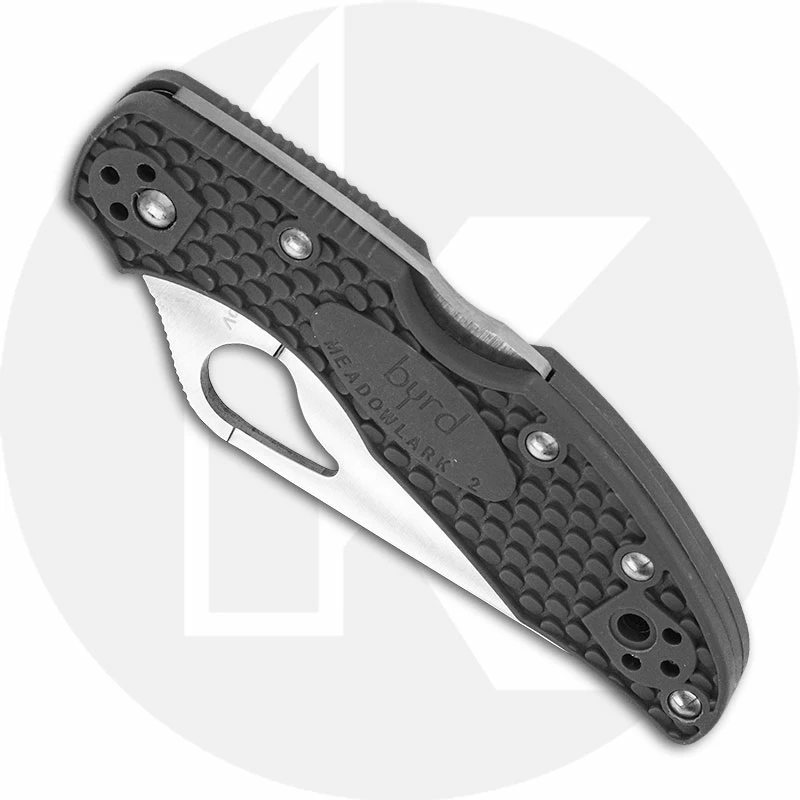 Byrd Knives Spyderco Byrd Meadowlark 2 BY04PSGY2 Knife Value Price EDC Part Serrated Lock Back Folder Gray FRN 4 Byrd Knives Spyderco Byrd Meadowlark 2 BY04PSGY2 Knife Value Price EDC Part Serrated Lock Back Folder Gray FRN - Image 2