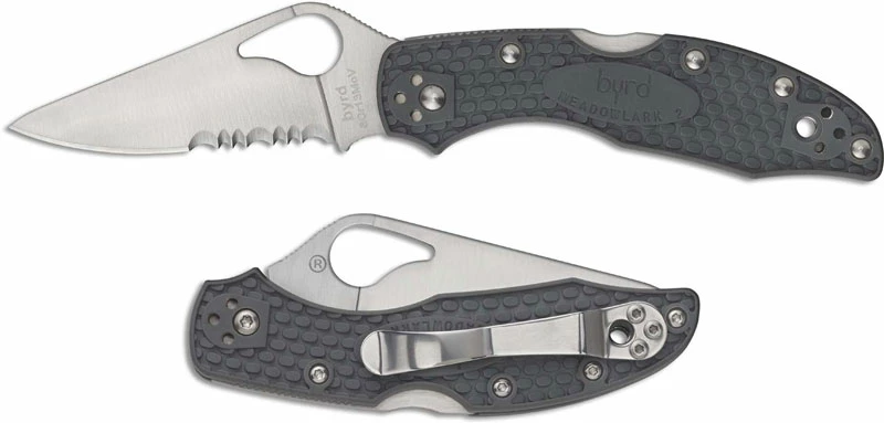 Byrd Knives Spyderco Byrd Meadowlark 2 BY04PSGY2 Knife Value Price EDC Part Serrated Lock Back Folder Gray FRN 6 Byrd Knives Spyderco Byrd Meadowlark 2 BY04PSGY2 Knife Value Price EDC Part Serrated Lock Back Folder Gray FRN - Image 4