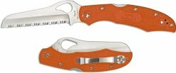 Byrd Knives Spyderco Byrd BY17SOR2 Cara Cara 2 Rescue Knife Serrated Sheepfoot Orange FRN Handle -SMKW store SP BY17SOR2