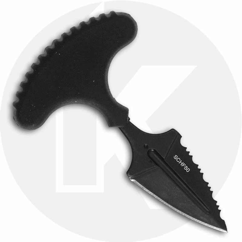 Schrade Knives Schrade SCHF50 Mini Push Dagger - Black Double Edge (Plain And Serrated) - Rubber T Handle - ABS Sheath 3 Schrade Knives Schrade SCHF50 Mini Push Dagger - Black Double Edge (Plain And Serrated) - Rubber T Handle - ABS Sheath
